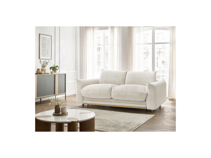 Canapé Droit Convertible 3 Places - Ernest - Tissu Velours Côtelé