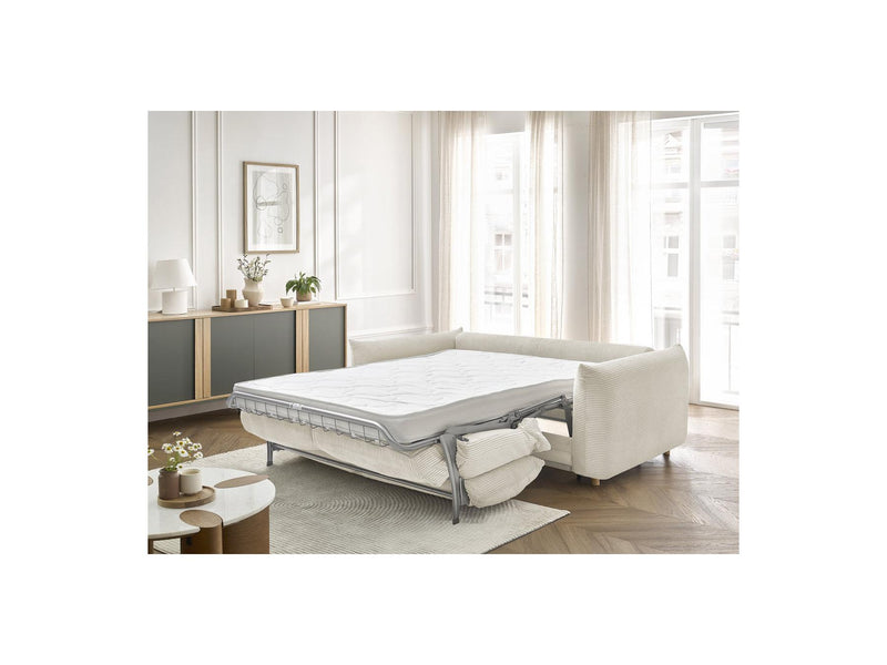 Canapé Droit Convertible 3 Places - Ernest - Tissu Velours Côtelé