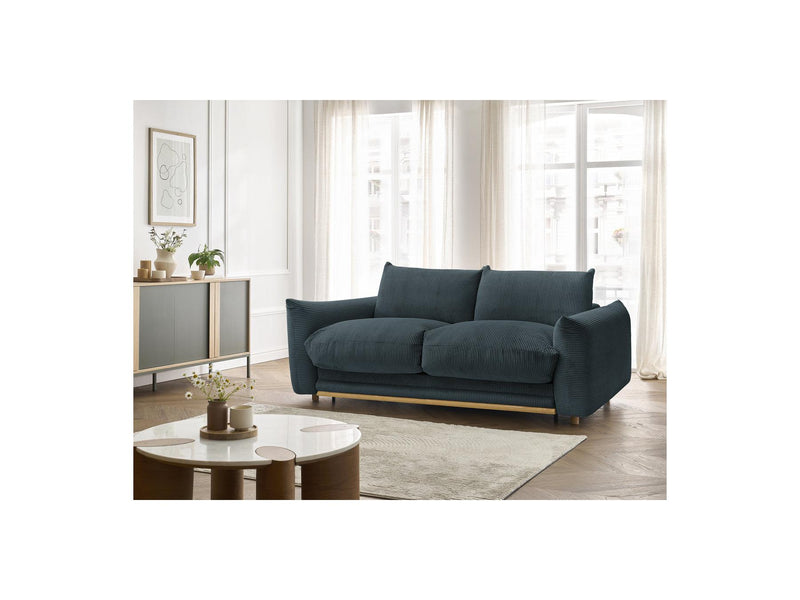 Canapé Droit Convertible 3 Places - Ernest - Tissu Velours Côtelé