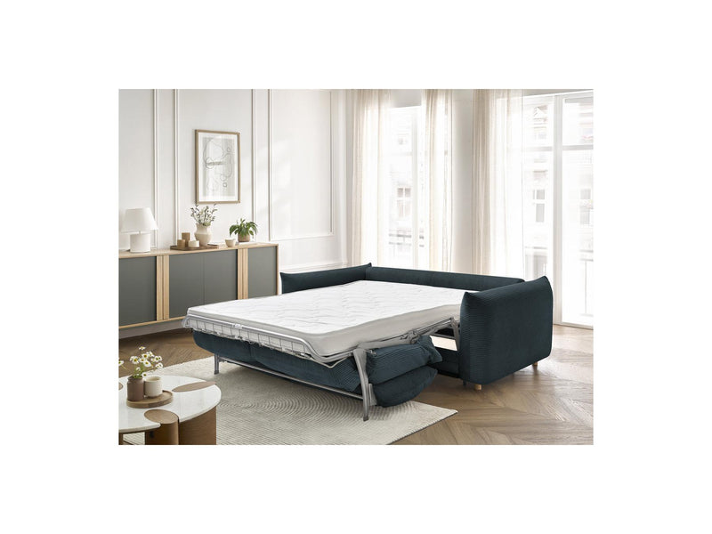 Canapé Droit Convertible 3 Places - Ernest - Tissu Velours Côtelé