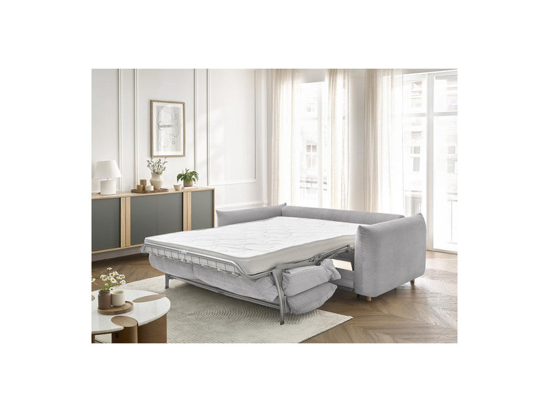 Canapé Droit Convertible 3 Places - Ernest - Tissu Velours Côtelé