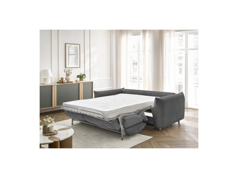 Canapé Droit Convertible 3 Places - Ernest - Tissu Velours Côtelé