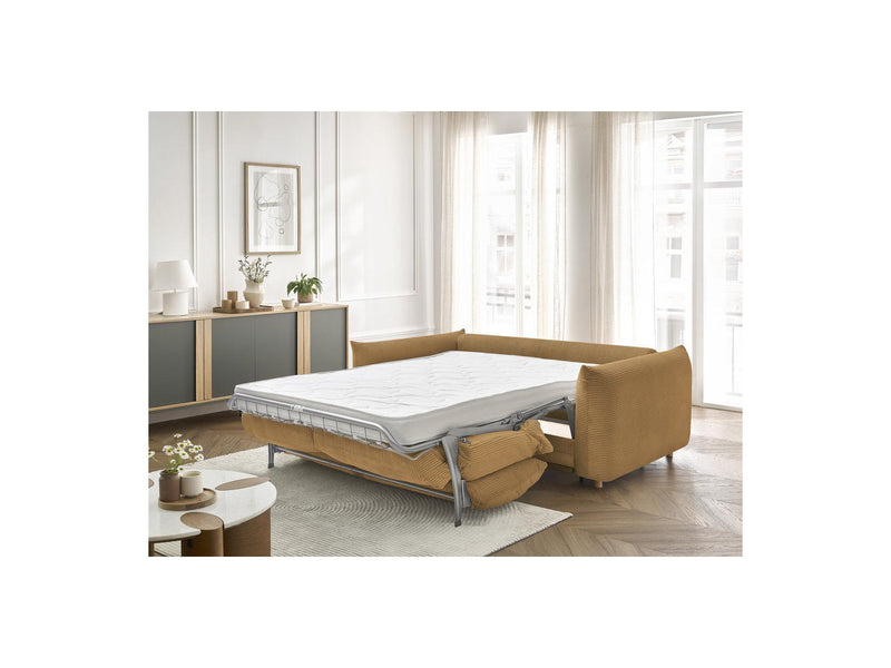 Canapé Droit Convertible 3 Places - Ernest - Tissu Velours Côtelé