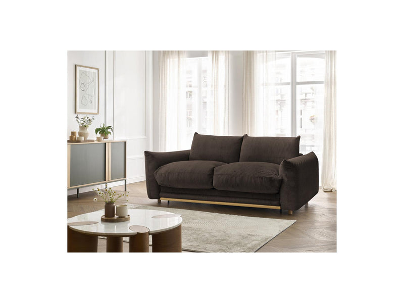 Canapé Droit Convertible 3 Places - Ernest - Tissu Velours Côtelé