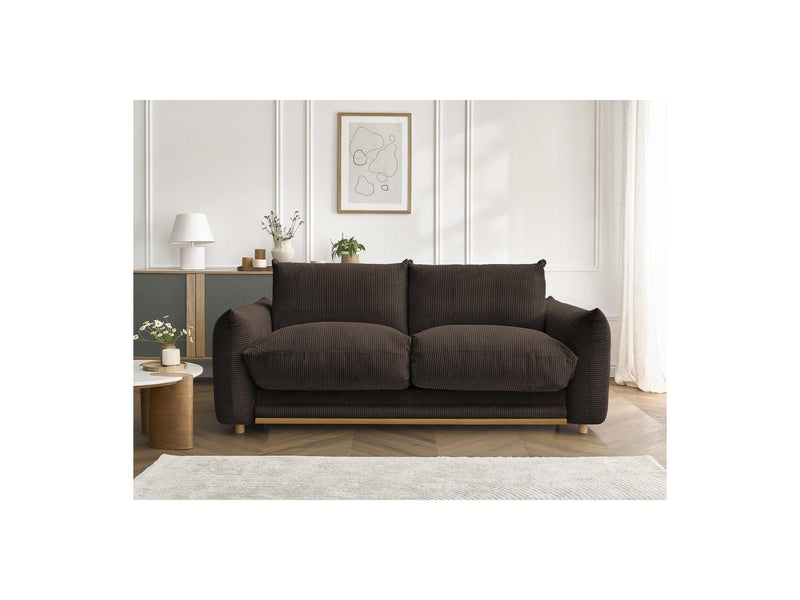 Canapé Droit Convertible 3 Places - Ernest - Tissu Velours Côtelé