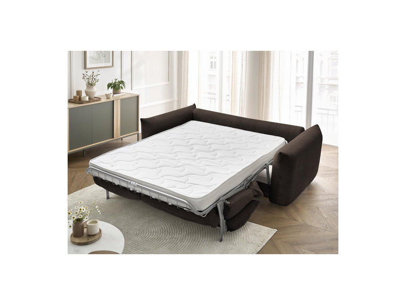 Canapé Droit Convertible 3 Places - Ernest - Tissu Velours Côtelé