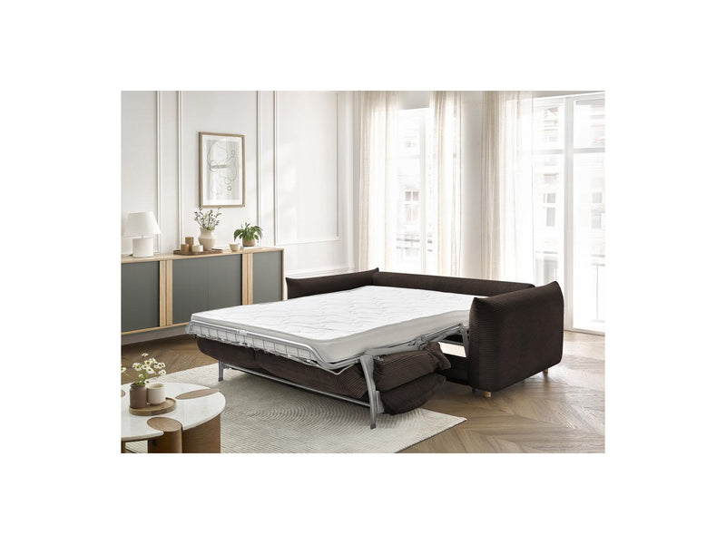 Canapé Droit Convertible 3 Places - Ernest - Tissu Velours Côtelé