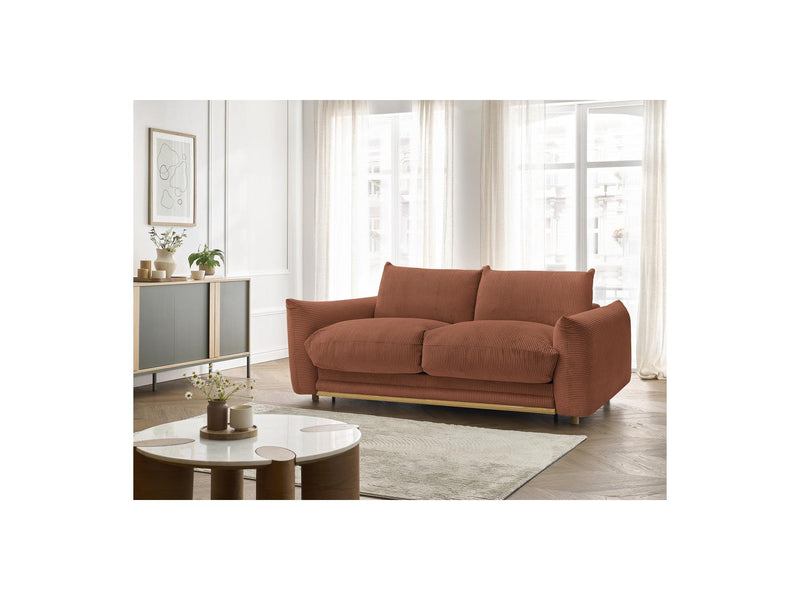 Canapé Droit Convertible 3 Places - Ernest - Tissu Velours Côtelé