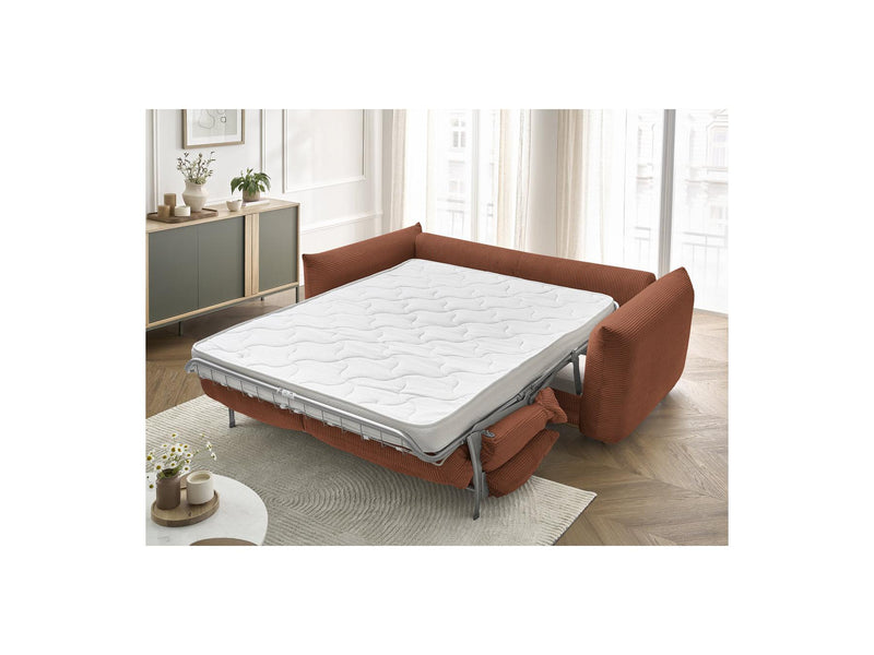 Canapé Droit Convertible 3 Places - Ernest - Tissu Velours Côtelé