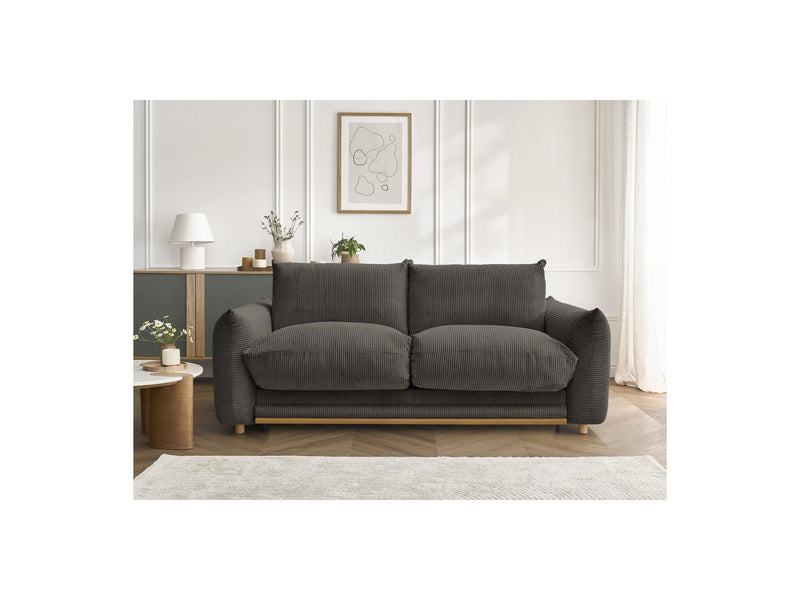 Canapé Droit Convertible 3 Places - Ernest - Tissu Velours Côtelé
