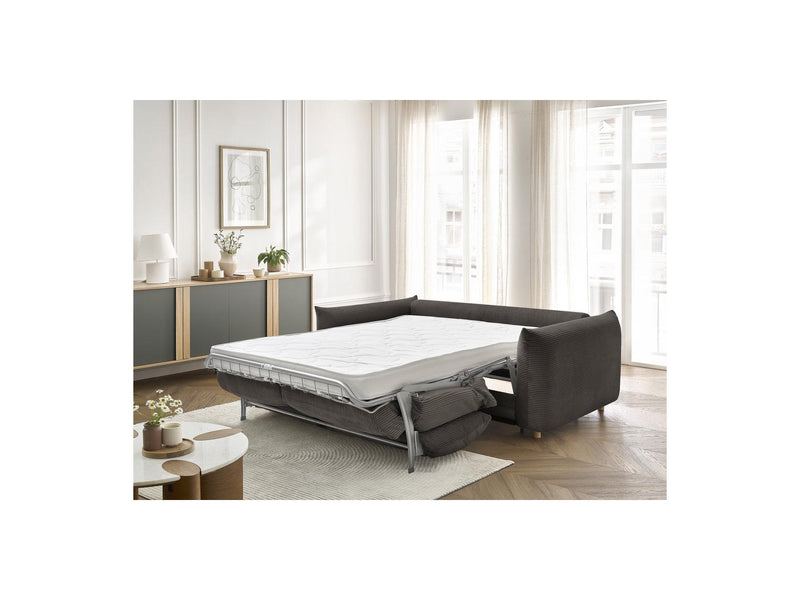 Canapé Droit Convertible 3 Places - Ernest - Tissu Velours Côtelé