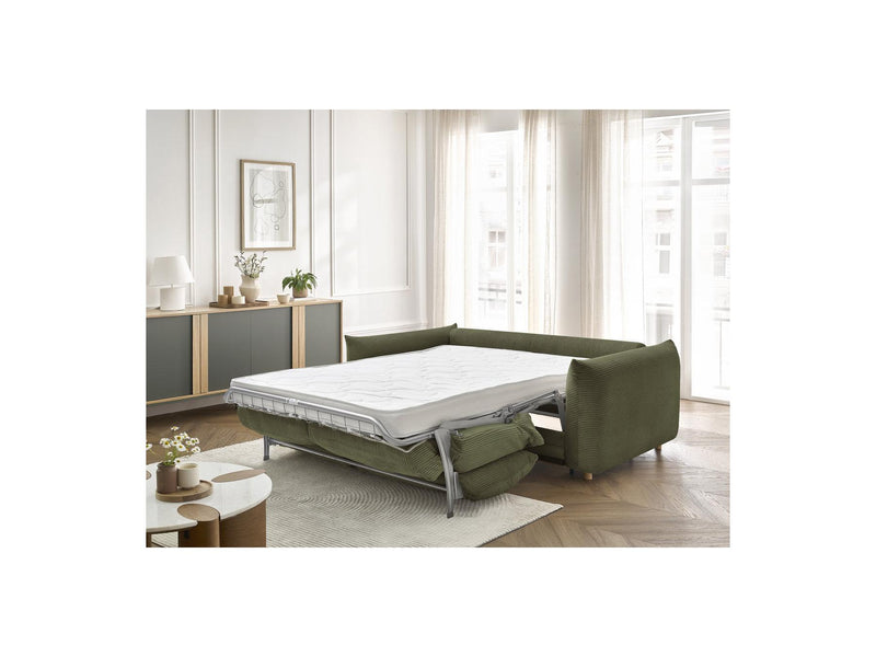 Canapé Droit Convertible 3 Places - Ernest - Tissu Velours Côtelé