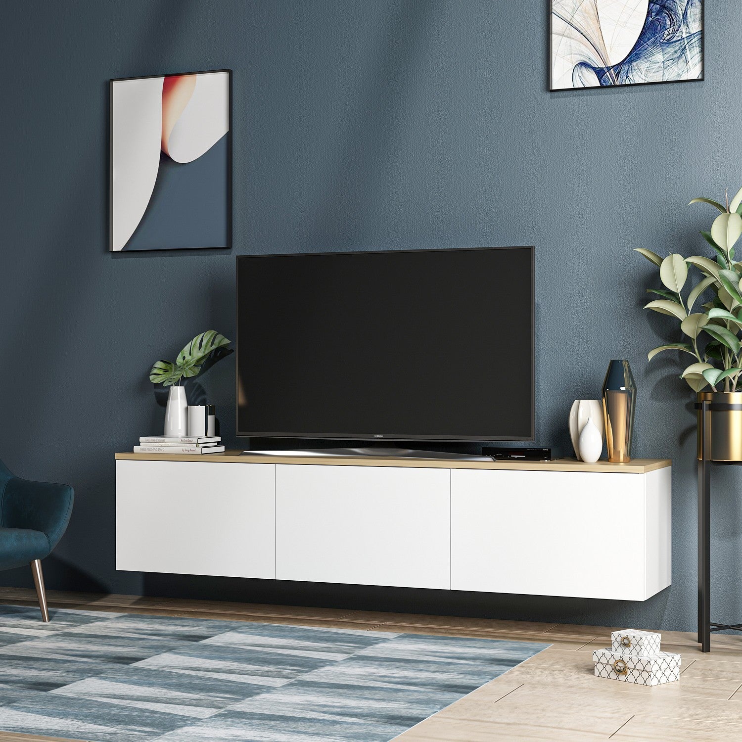 Meubles Tv Neon - Blanc / Chêne
