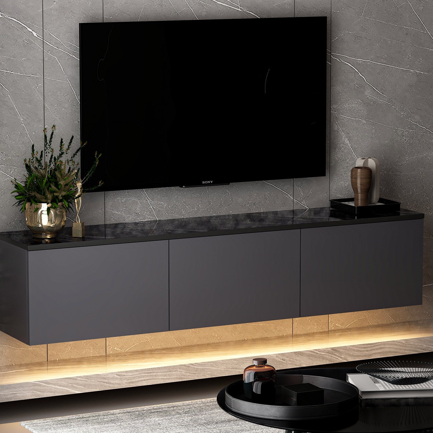 Meubles Tv Néon Lumineux - Anthracite