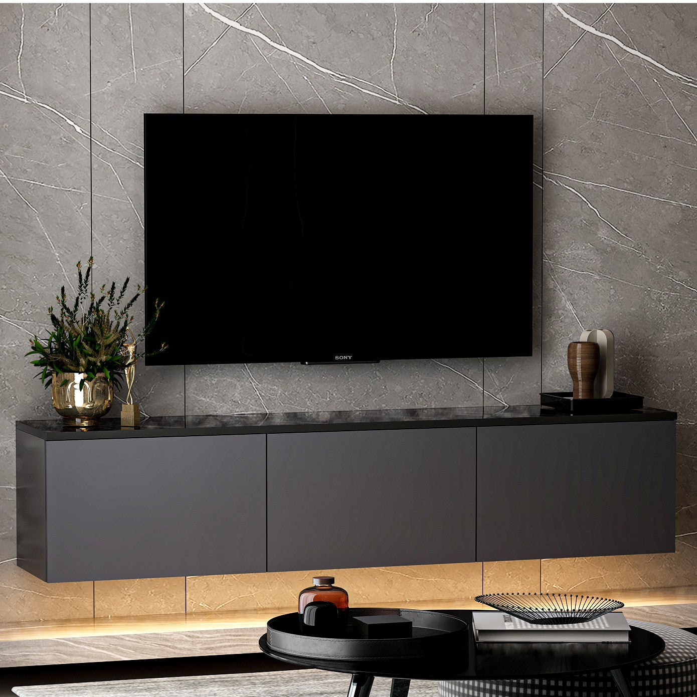 Meubles Tv Néon Lumineux - Anthracite