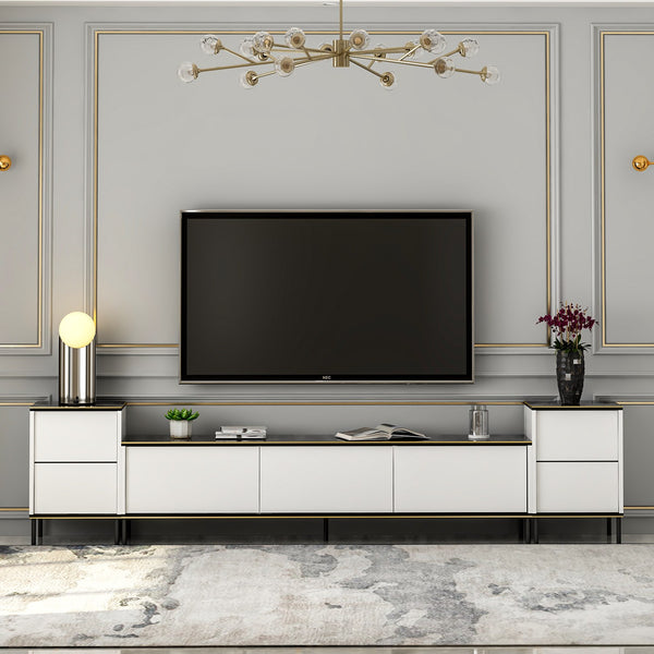 Meubles Tv Imaj - Blanc / Noir / Doré