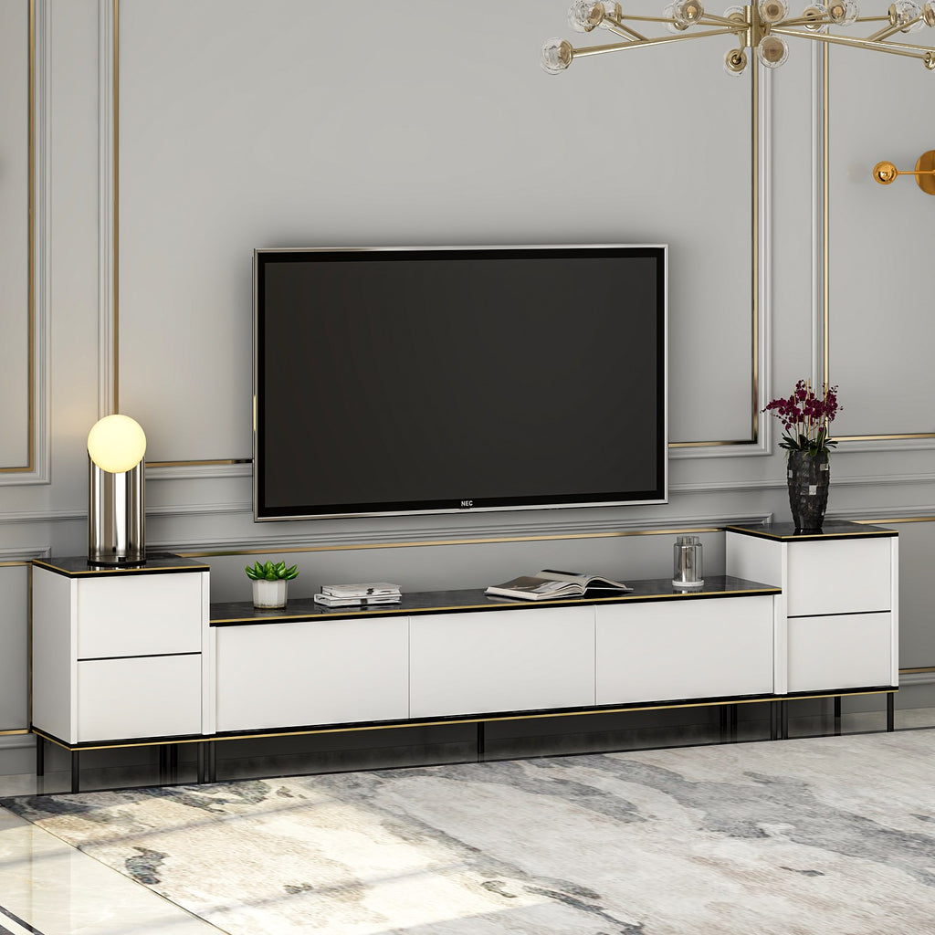 Meubles Tv Imaj - Blanc / Noir / Doré