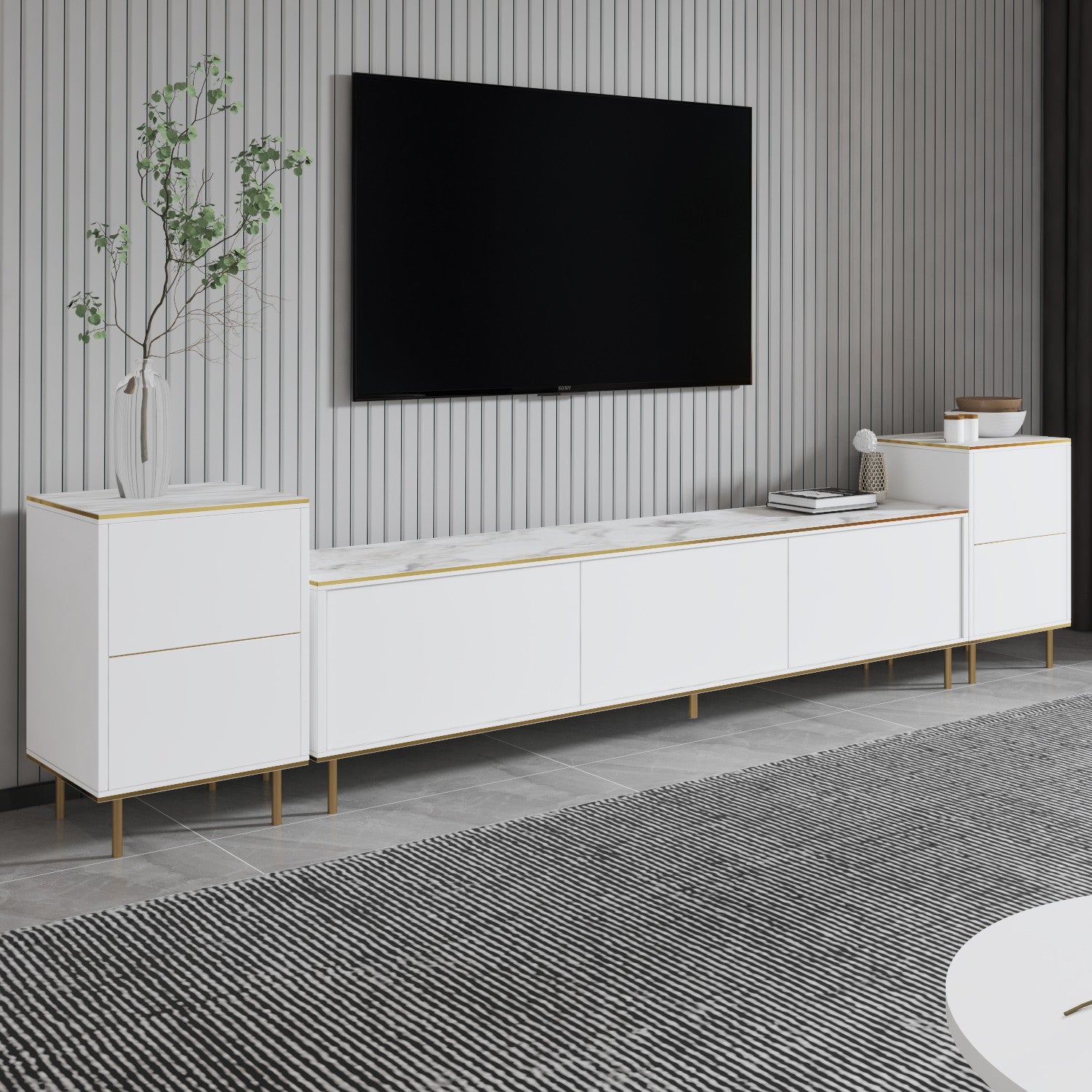 Meubles Tv Imaj - Marbre Blanc / Doré