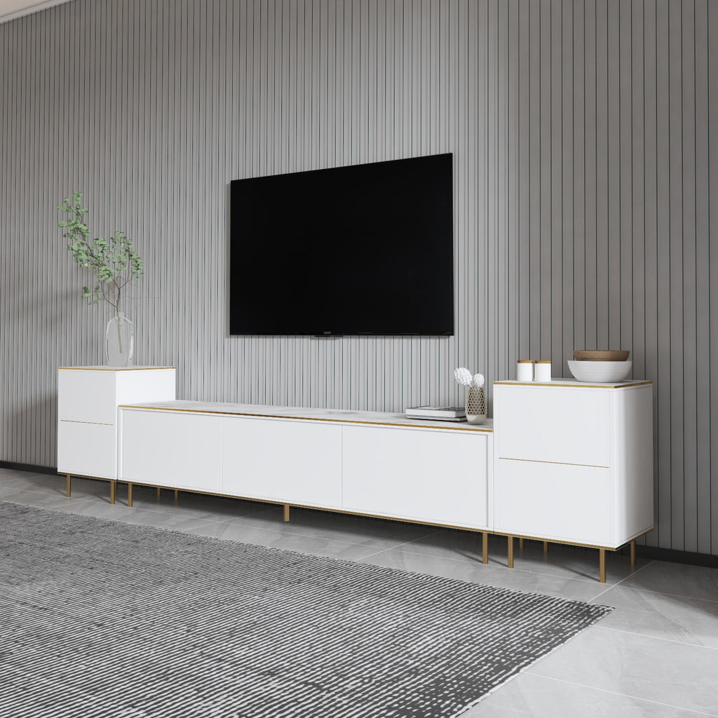 Meubles Tv Imaj - Marbre Blanc / Doré