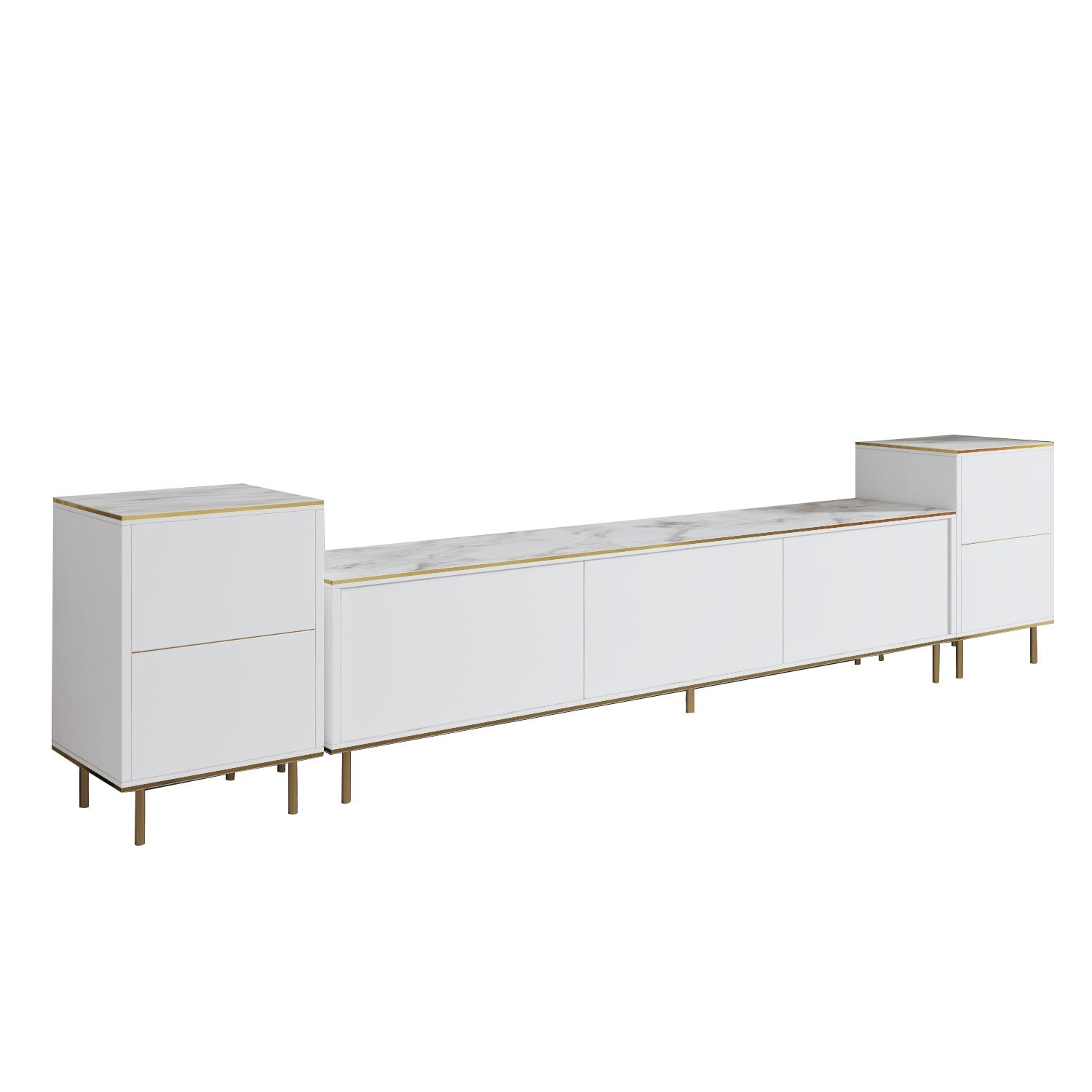Meubles Tv Imaj - Marbre Blanc / Doré