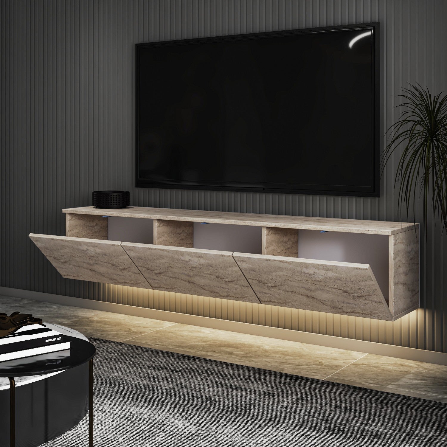 Meubles Tv Néon Lumineux - Travertin