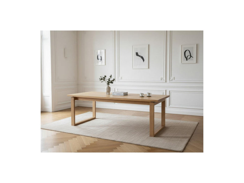 Marin - Set With Oak Color Dining Table + 6 Gabin Armchairs - Corduroy