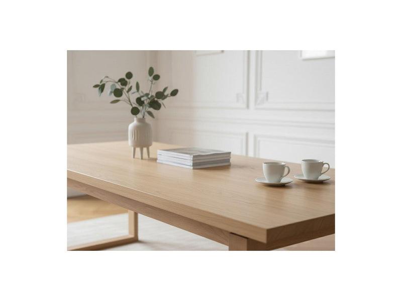 Marin - Set With Oak Color Dining Table + 6 Gabin Armchairs - Corduroy