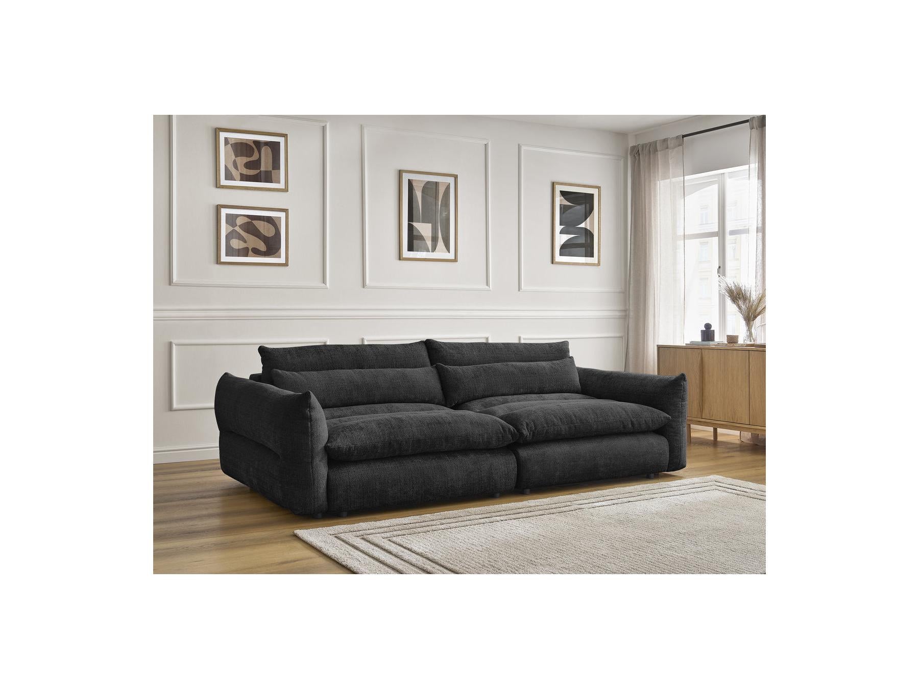 Neil - Canapé Droit Fixe 3 Places - Tissu Texturé