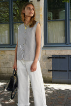 Baptiste Striped Sleeveless Vest Navy/Ecru