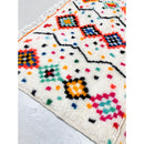 Tapis Berbère Marocain Azilal - Ecru À Motifs Colorés