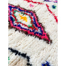 Tapis Berbère Marocain Azilal - Ecru À Motifs Colorés