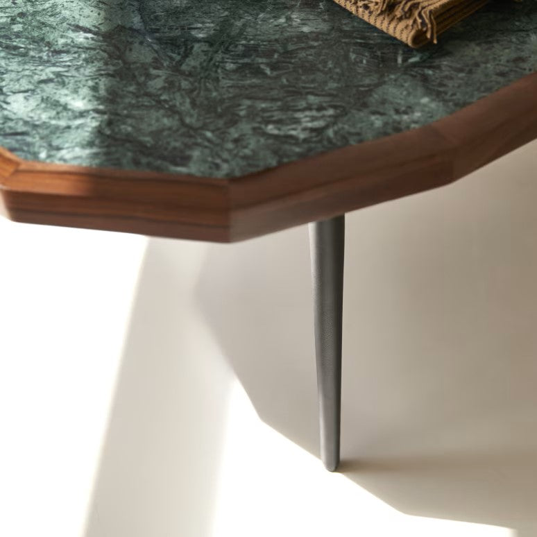 Solid Rosewood And Jade Marble Coffee Table - Brown