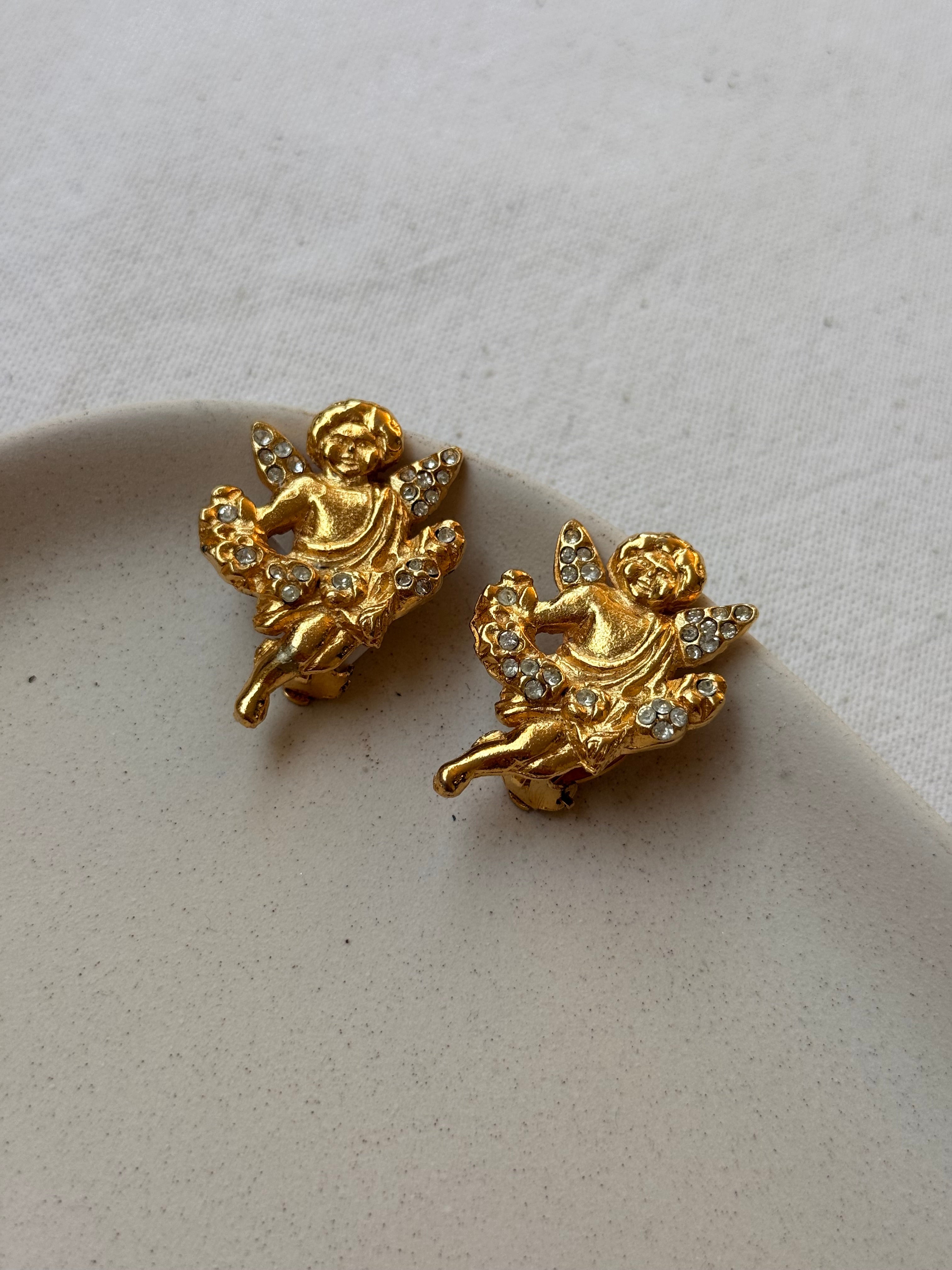 Pendientes Sonia Rykiel Vintage - Ángeles Adornados Con Strass