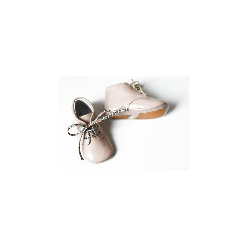 Chaussons Bébé Souples Antidérapants Mini-Arthur - Cuir Vernis Rose Nude - Fille