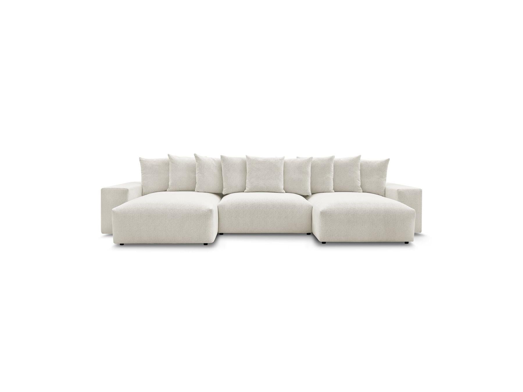 Voltaire - Canapé Panoramique Convertible Coffre - Tissu Chiné