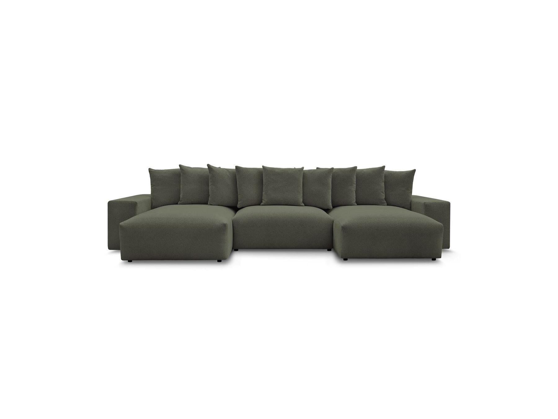Voltaire - Canapé Panoramique Convertible Coffre - Tissu Chiné