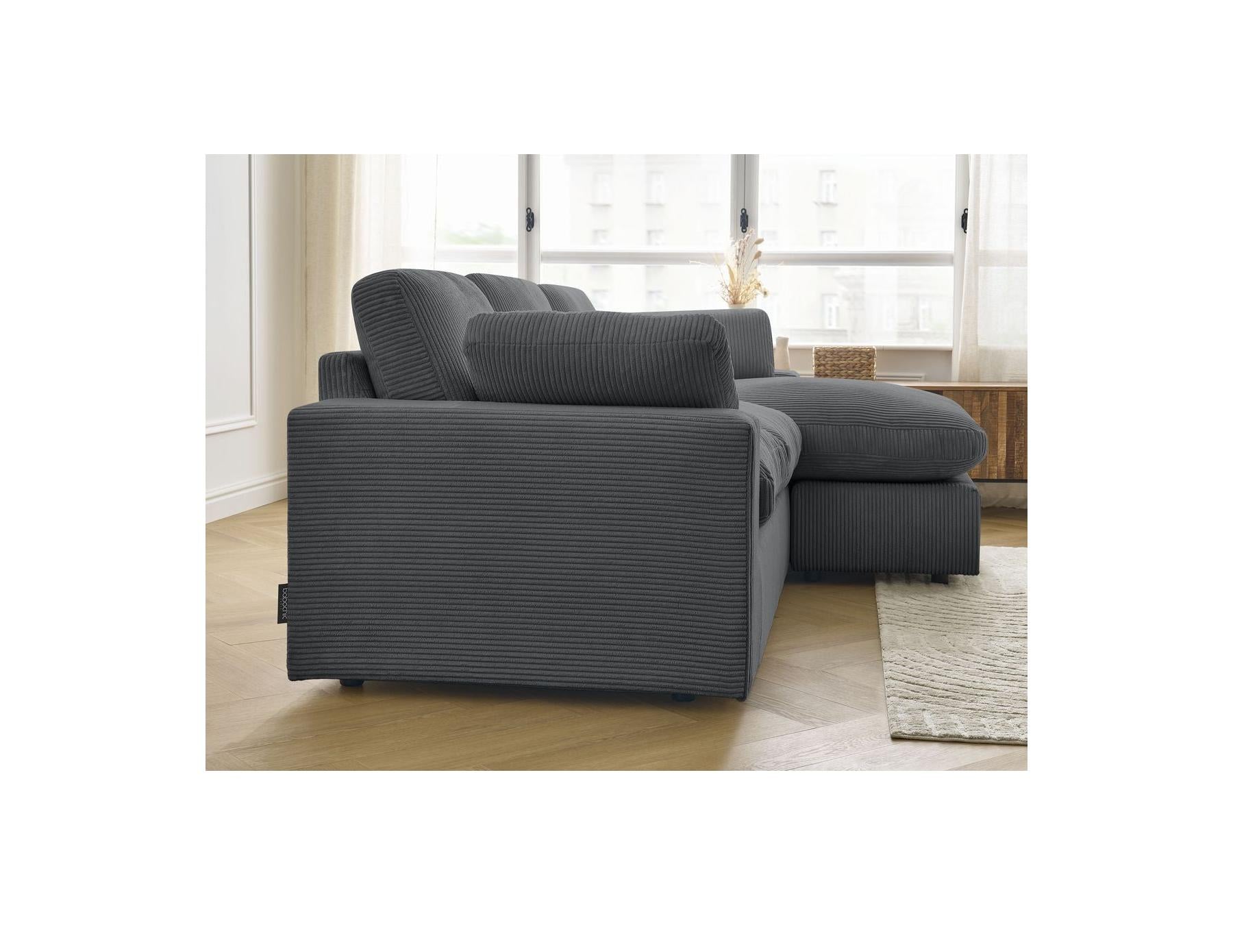 Belair - Canapé D'Angle Fixe Compact Réversible - Velours Côtelé