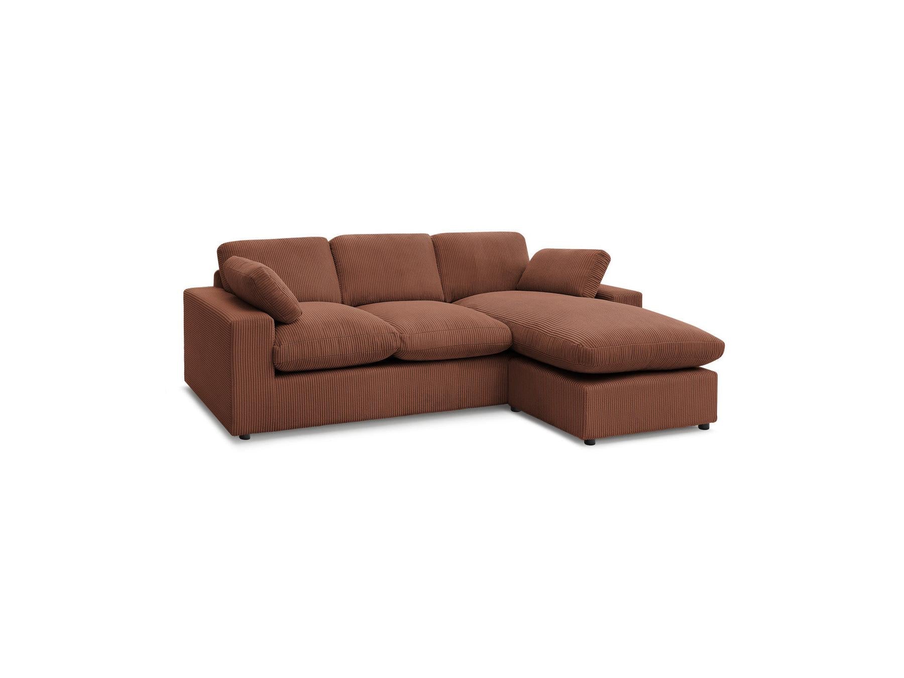 Belair - Canapé D'Angle Fixe Compact Réversible - Velours Côtelé