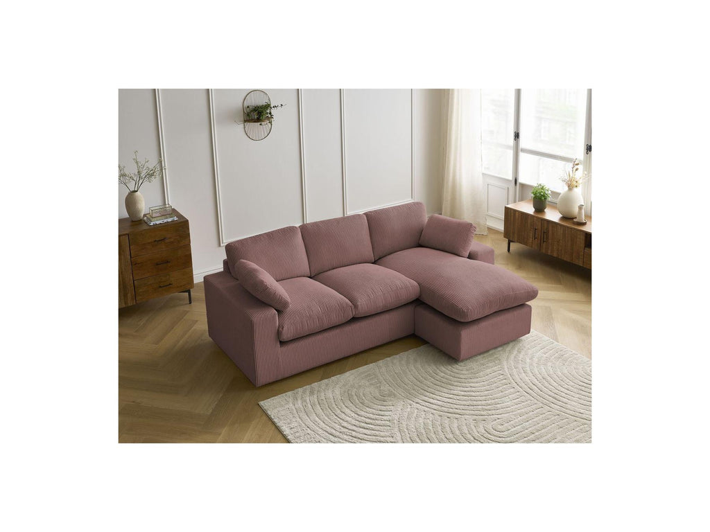 Belair - Canapé D'Angle Fixe Compact Réversible - Velours Côtelé