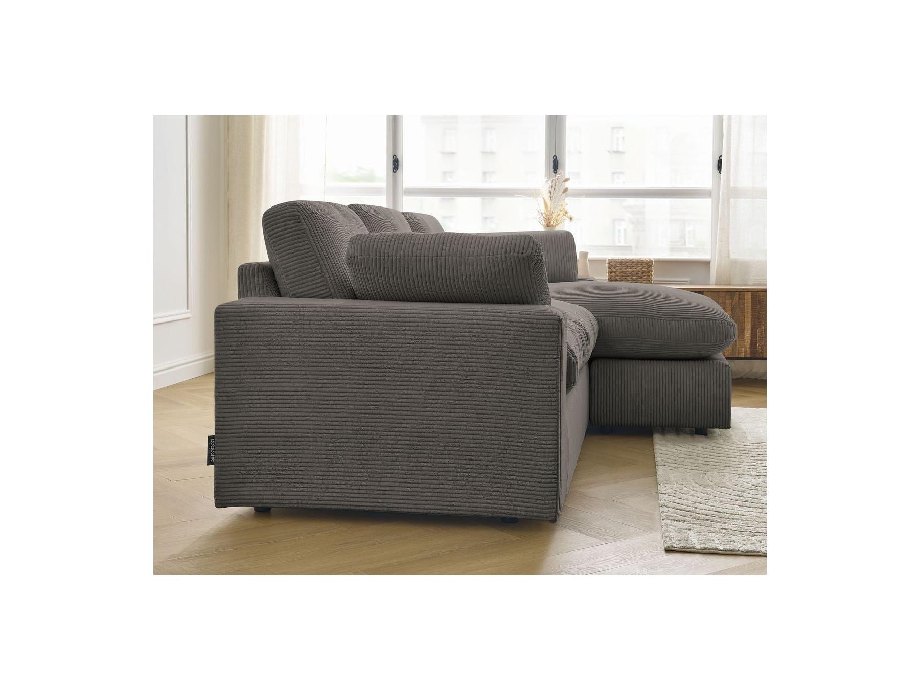 Belair - Canapé D'Angle Fixe Compact Réversible - Velours Côtelé