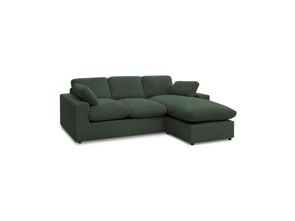Belair - Canapé D'Angle Fixe Compact Réversible - Velours Côtelé