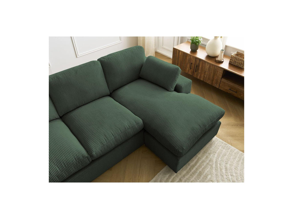 Belair - Canapé D'Angle Fixe Compact Réversible - Velours Côtelé