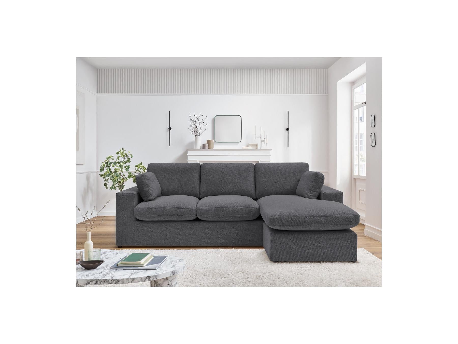 Belair - Sofá esquinero fijo reversible compacto - Tejido