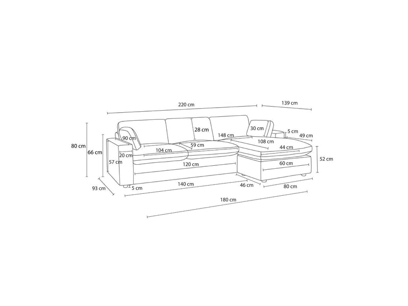 Canapé D'Angle Fixe Réversible Compact - Belair - Tissu