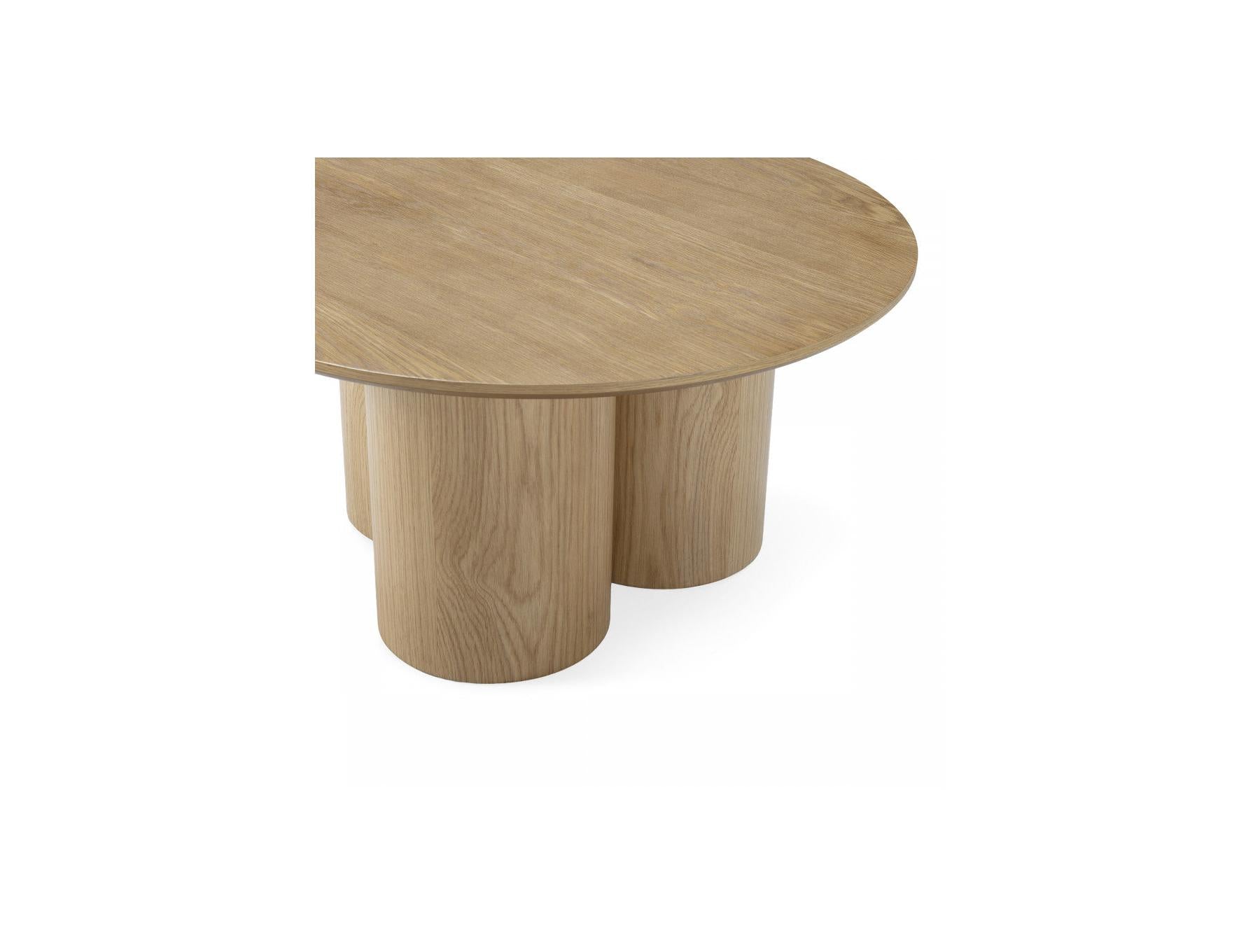 Lucia - Table Basse Ronde - Placage Chêne Massif