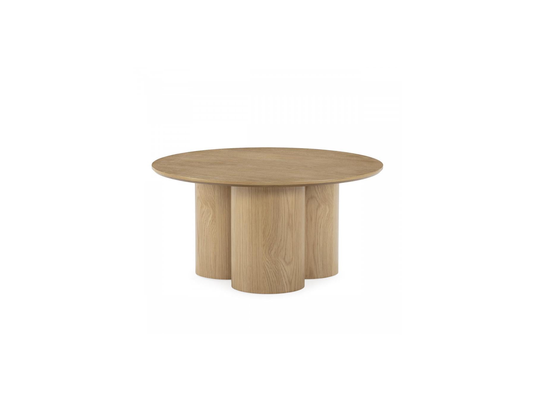 Lucia - Table Basse Ronde - Placage Chêne Massif