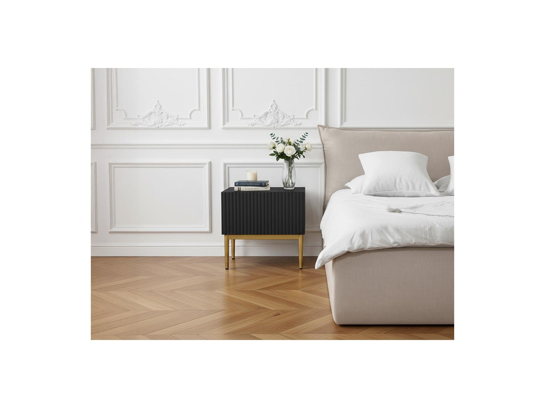 Kasha - Lot De 2 Chevets Tiroir - Pieds Or