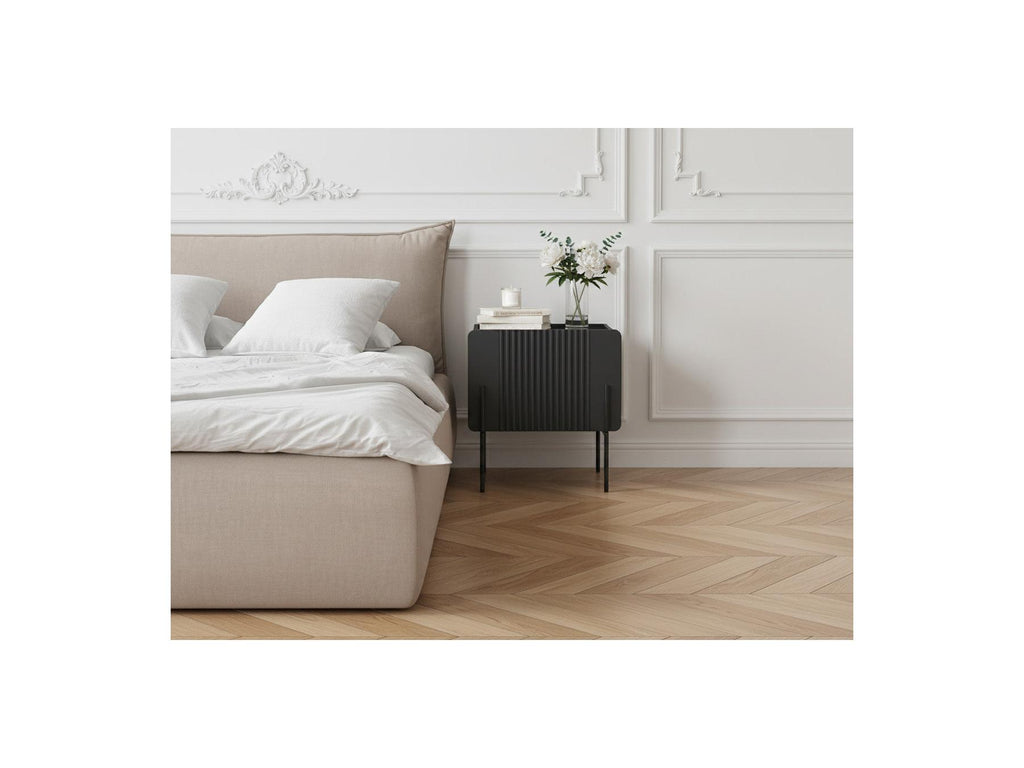 Mathilde - 1-Drawer Bedside Table - Black Legs