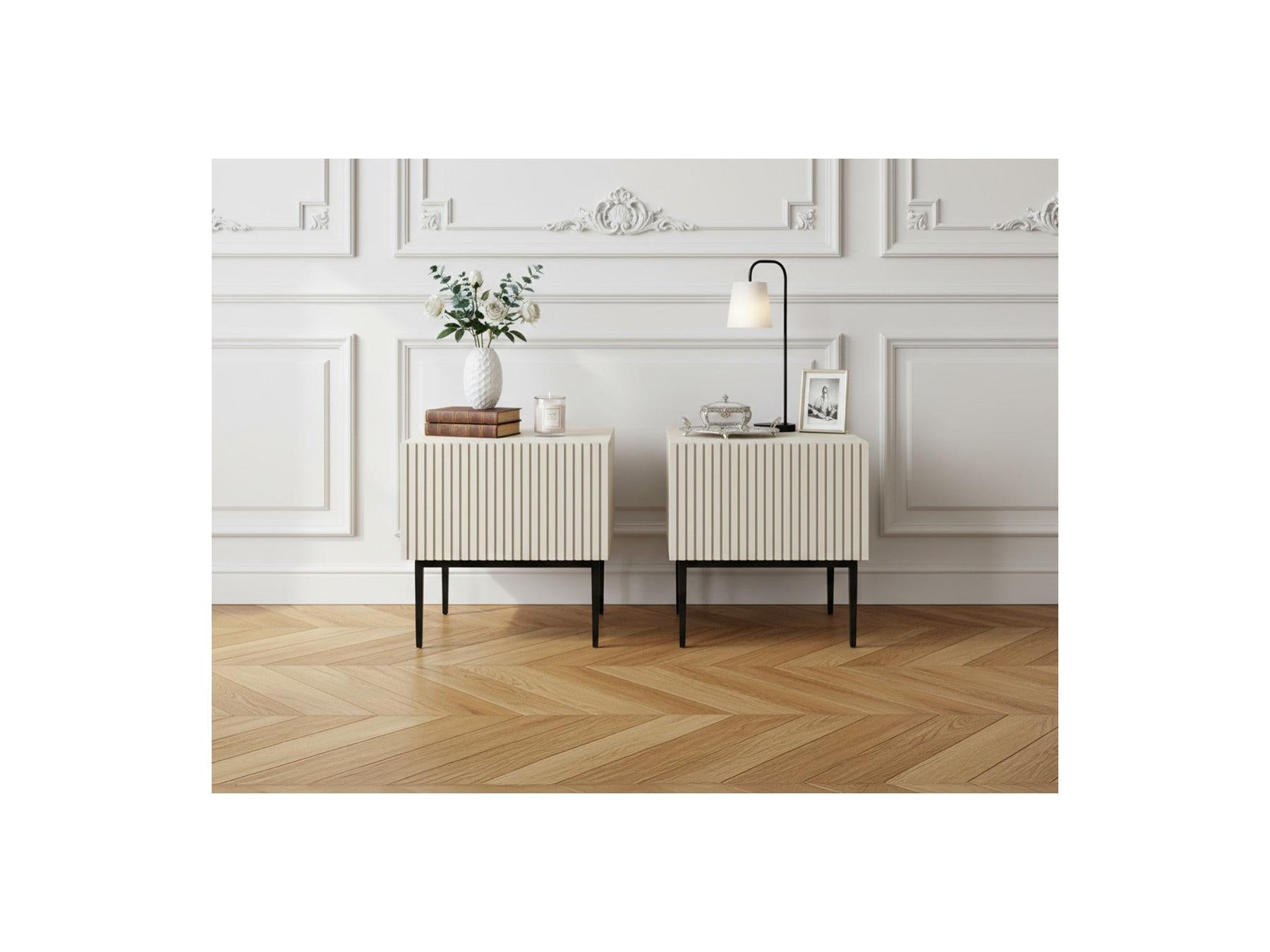 Kasha - Lot De 2 Chevets Tiroir - Pieds Noir