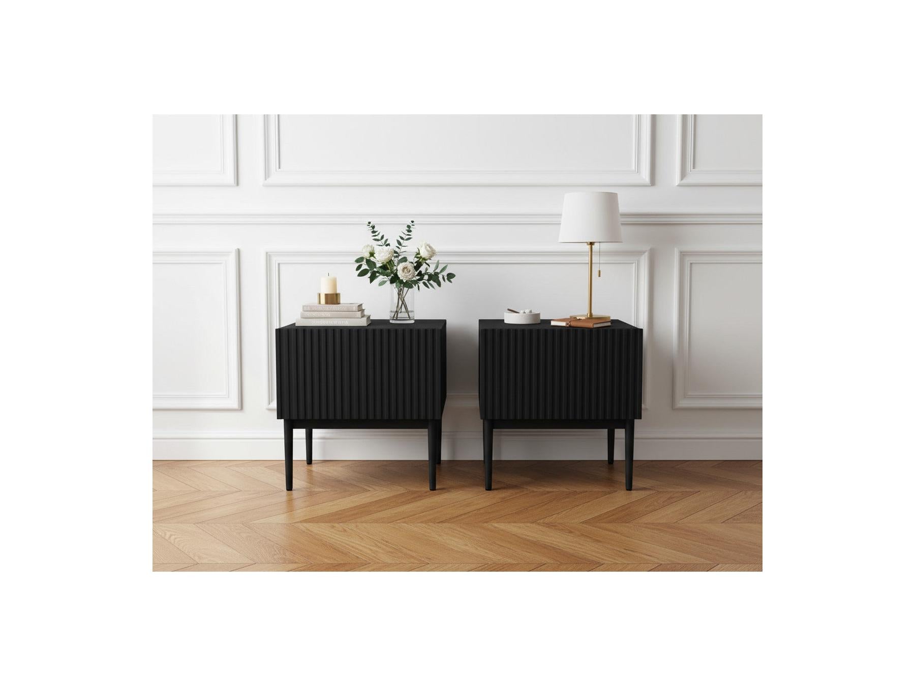 Kasha - Lot De 2 Chevets Tiroir - Pieds Noir
